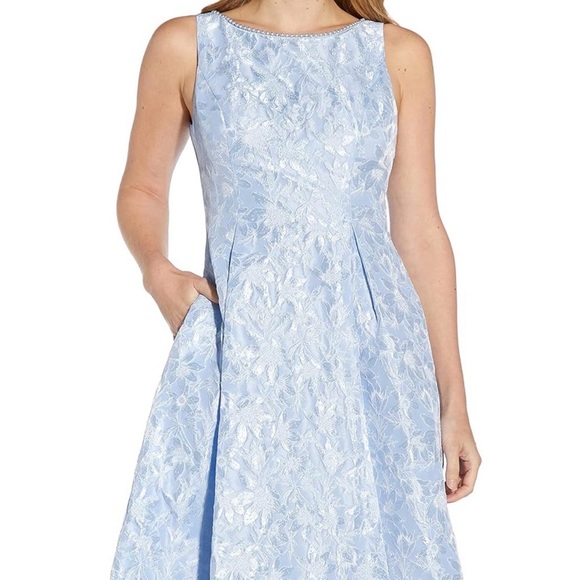 ADRIANNA PAPELL Pearl Trimmed Jacquard Dress - Picture 4 of 16